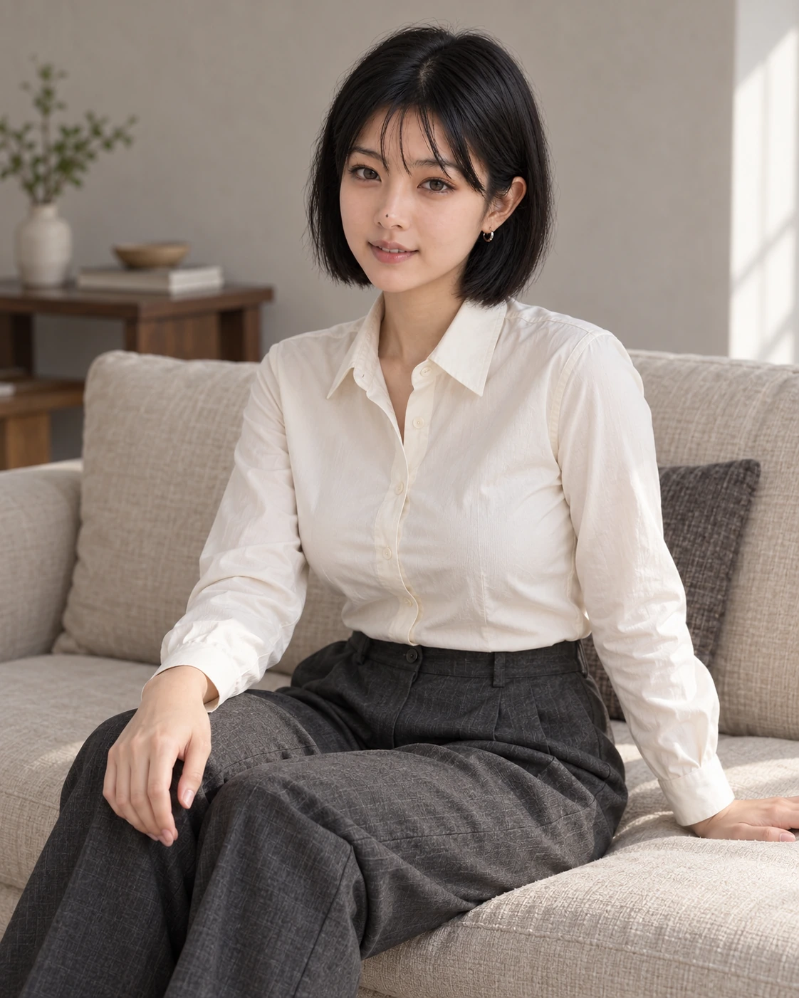 차서아 소파에서 · 편안한 표정